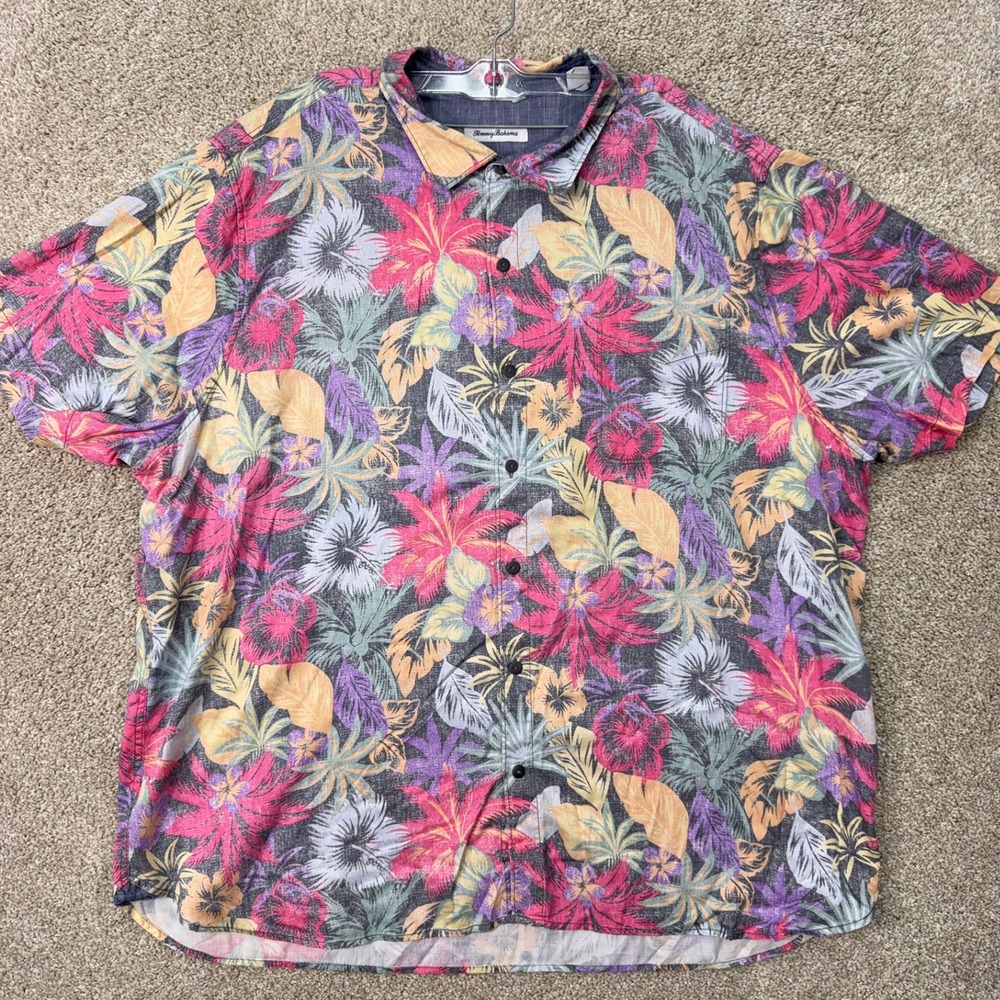 Tommy Bahama Shirt Mens XXXL Tropical Floral Multicolor Button-Down EUC